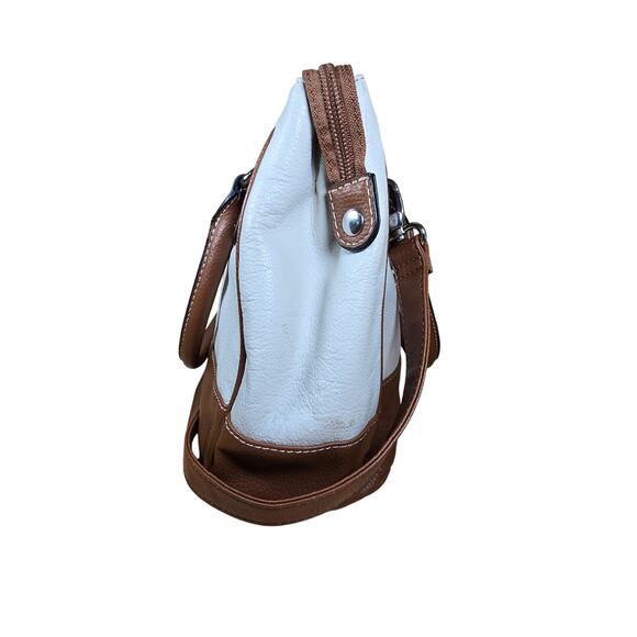 Tignanello Brown Cream Vintage Top Handle Shoulder Strap Bag Purse Multi Pocket - Picture 5 of 8